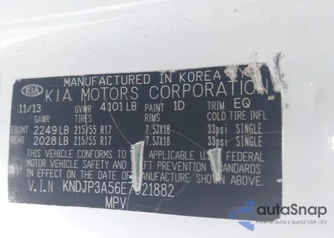 2014 Kia Soul + from USA, damaged, VIN KNDJP3A56E7021882